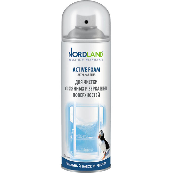 Nordland Пенный спрей Active Foam для чистки зеркальных и стеклянных поверхностей, 500 мл.