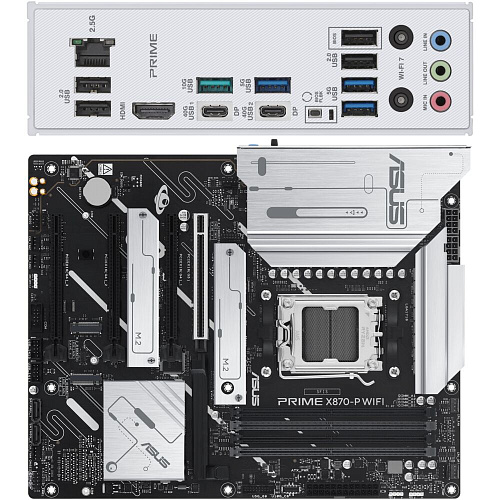Материнская плата ASUS Prime X870-P WiFi X870 Socket AM5 4xDDR5, 2xSATA3, RAID, 4xM.2, 3xPCI-E16x, 4xUSB3.2, 2xUSB3.2 Type C, DP, HDMI, WiFi, 2.5Glan, ATX