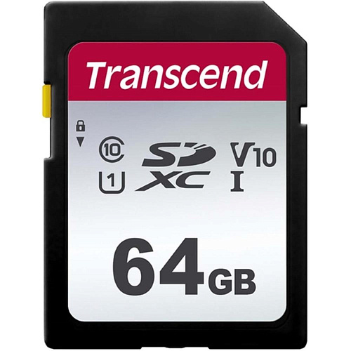 Карта памяти SecureDigital 64Gb Transcend Class10, UHS-1 (TS64GSDC300S)