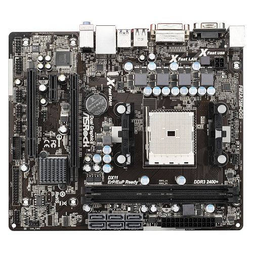 Материнская плата ASRock FM2A75M-DGS Soc-FM2 AMD A75 2xDDR3, Raid, 2xUSB 3.0, 6xSATA 6Gb/s, 1xPCI-E16x, GLAN mATX Retail