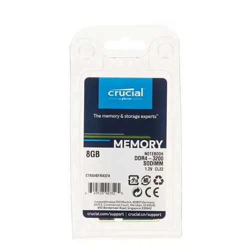 Модуль памяти SO-DIMM DDR4 8Gb PC25600 3200Mhz Crucial (CT8G4SFRA32A)