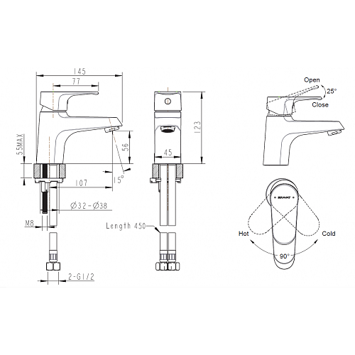 Смеситель для раковины Bravat Alfa F1120178CP