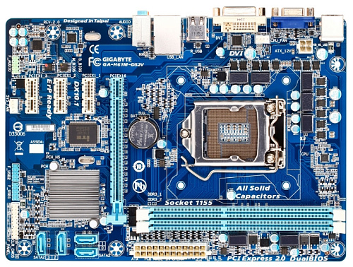 Материнская плата Gigabyte GA-H61M-DS2V Soc-1155, H61, 2xDDR3, 1xPCI-Ex16, GLan mATX OEM