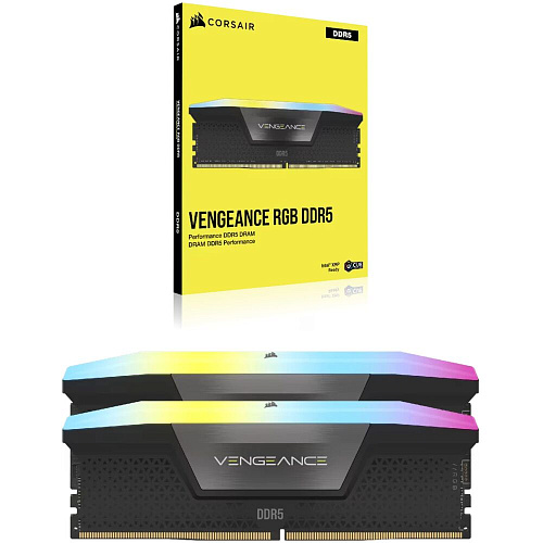 Модуль памяти DIMM 128Gb 2х64Gb DDR5 PC51200 6400MHz Corsair Vengeance RGB Black (CMH128GX5M2B6400C42)
