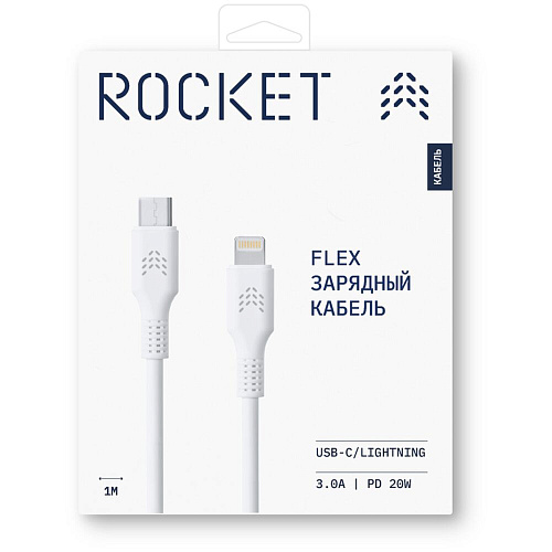Кабель Type C - Lightning 1m Rocket Flex белый