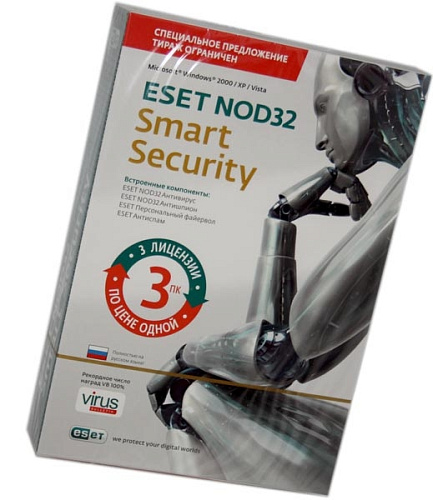 Антивирус Eset Nod32 Smart Security (для 3 ПК на 1 год)