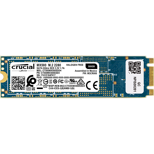 Внутренний SSD-накопитель 500Gb Crucial MX500 CT500MX500SSD4 M.2 2280 SATA3