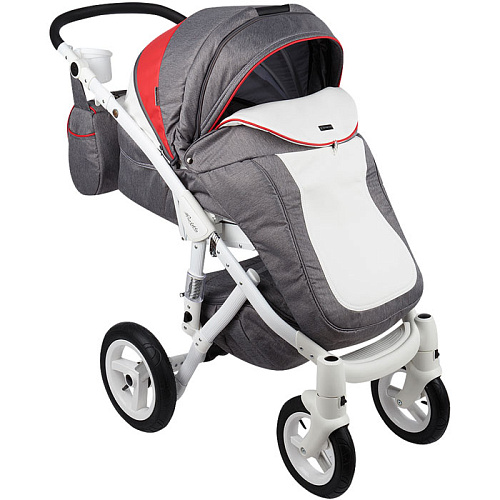 Коляска 3 в 1 Adamex Barletta New (серый+белый+красный B-21/а.к. F-3)