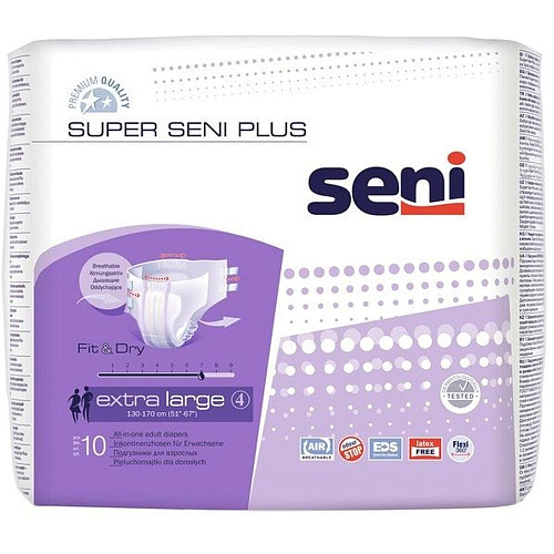 Seni Подгузники для взрослых Super Plus, 130-170 см., XL (10 шт.)