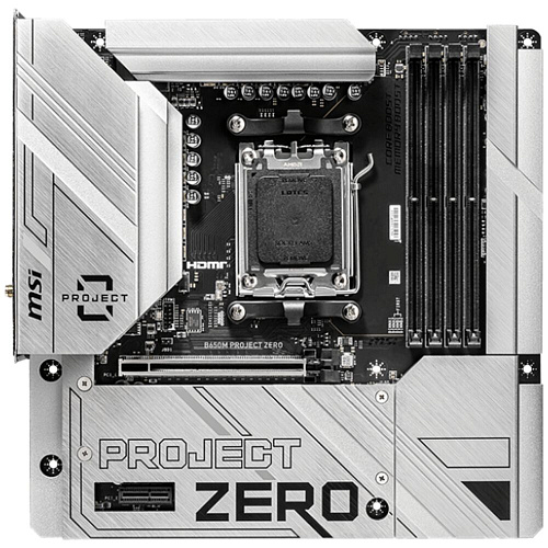 Материнская плата MSI B650M Project Zero BTF Socket-AM5 AMD B650 4xDDR5, 4xSATA3, RAID, 2xM.2, 1xPCI-E16x, 5xUSB3.2, 2xUSB3.2 Type C, DP, HDMI, WiFi, 2.5Glan, mATX Ret