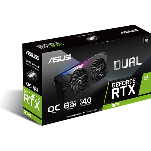 Видеокарта ASUS GeForce RTX 3070 8192Mb, Dual O8G V2 LHR (Dual-RTX3070-O8G-V2) 2xHDMI, 3xDP, Ret УЦЕНКА