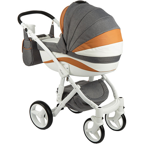 Коляска 3 в 1 Adamex Barletta New (серый+белый+оранжевый B-24/а.к. F-3)