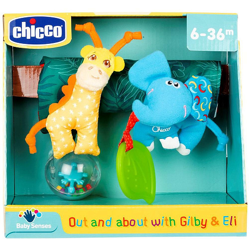 Chicco Игрушка на коляску Жираф и Слоник