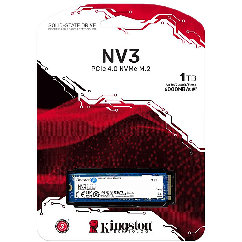 Внутренний SSD-накопитель 1000Gb Kingston NV3 SNV3S/1000G M.2 2280 PCIe NVMe 4.0 x4 УЦЕНКА