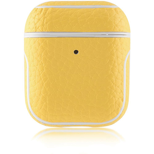 Чехол кожаный Brosco для Apple AirPods 2 желтый