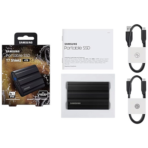 Внешний SSD-накопитель 4Tb Samsung T7 Shield MU-PE4T0S/WW (SSD) USB 3.2 Type C Черный УЦЕНКА