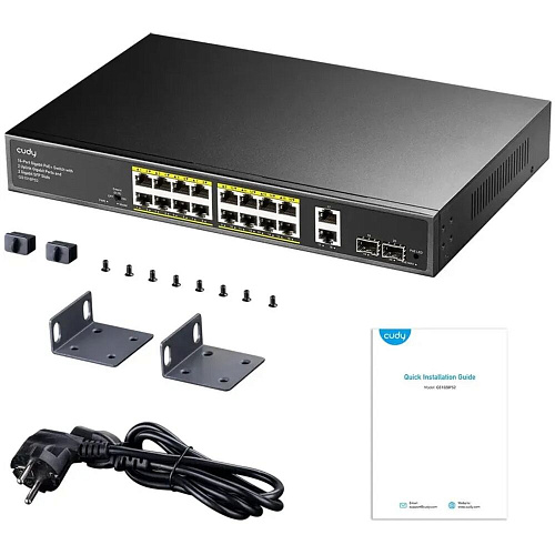 Коммутатор Cudy GS1018PS2 (L2) неуправляемый 18 портов 10/100/1000Мбит/с, 2SFP 16хPoE 200W
