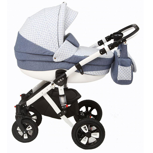 Коляска 2 в 1 Adamex Avila (65G голубой + принт)