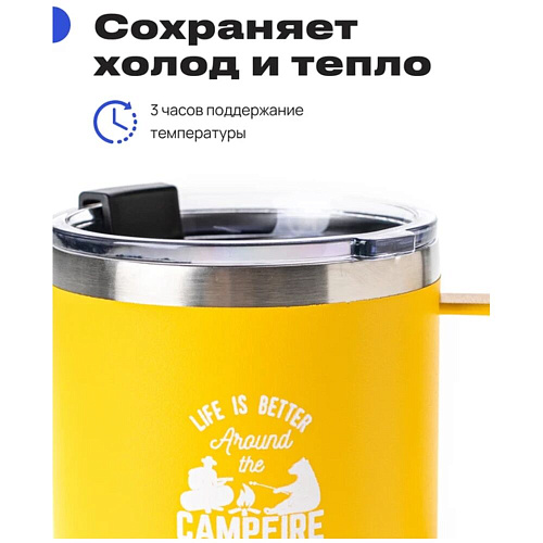 RoadLike Термокружка Camp, желтый, 0,415 л.