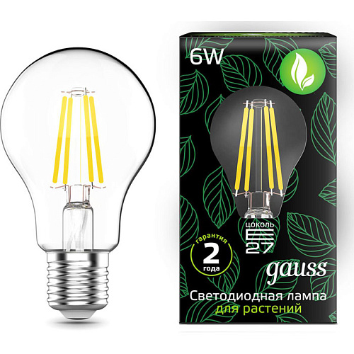 Светодиодная фитолампа Gauss Fito LED Filament A60 6W E27