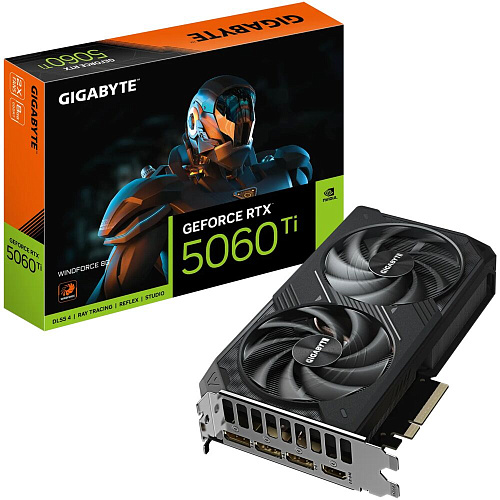 Видеокарта Gigabyte GeForce RTX 5060 Ti 8192Mb, Windforce 8Gb (GV-N506TWF2-8GD) 1xHDMI, 3xDP, Ret