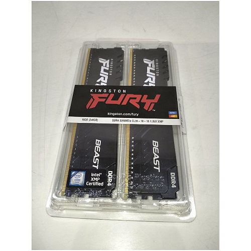 Модуль памяти DIMM 16Gb 2х8Gb DDR4 PC25600 3200MHz Kingston Fury Beast Black (KF432C16BBK2/16) УЦЕНКА