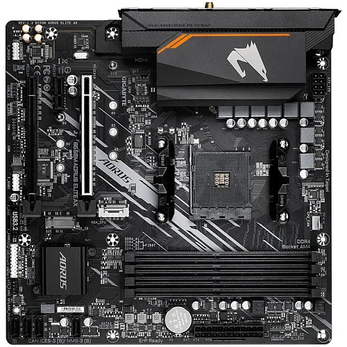 Материнская плата Gigabyte B550M AORUS Elite AX Socket-AM4 AMD B550 4xDDR4, 4xSATA3, RAID, 2xM.2, 2xPCI-E16x, 4xUSB3.2, DVI-D, HDMI, WiFi, Glan, mATX Ret