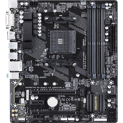 Материнская плата Gigabyte GA-AX370M-DS3H Socket-AM4 AMD X370 4xDDR4, 4xSATA3, Raid, 1xM.2, 2xPCI-E 16x, 4xUSB 3.1, DVI-D, HDMI, GLan, mATX Ret