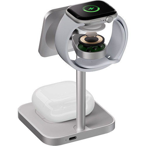 Беспроводная зарядная панель 3 в 1 Для IPhone, Apple Watch, Airpods uBear Evoke Qi2.2 25W Silver
