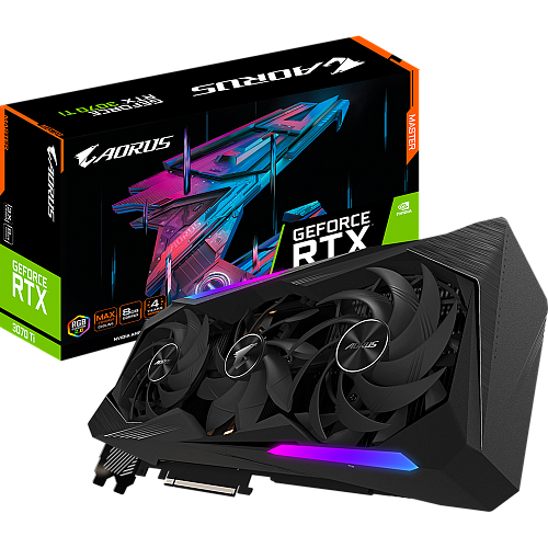 Видеокарта Gigabyte GeForce RTX 3070 Ti 8192Mb, Master 8G (GV-N307TAORUS M-8GD) 3xHDMI, 3xDP, Ret