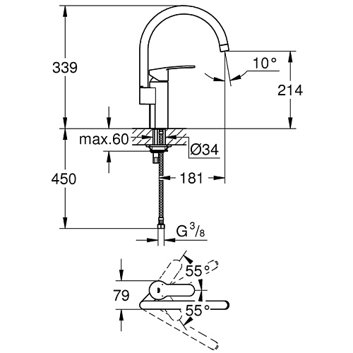 Смеситель для кухни Grohe Eurostyle Cosmopolitan 30221002