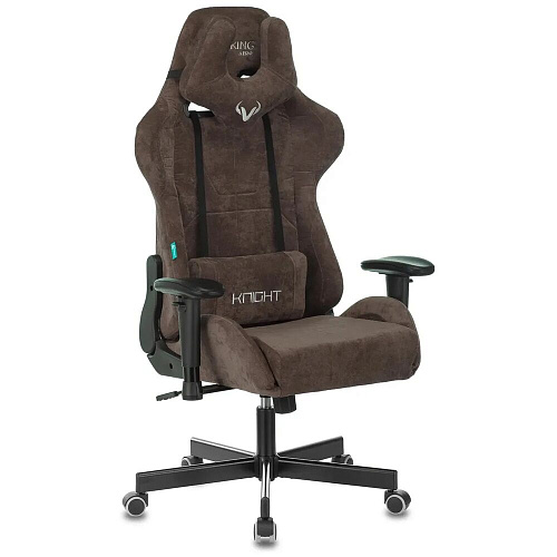 Кресло для геймера Zombie VIKING KNIGHT Fabric темно-коричневый Light-10 с подголов. крестов. металл