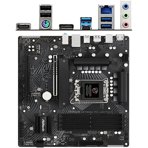Материнская плата ASRock B760M PG Lightning B760 Socket-1700 4xDDR5, 4xSATA3, RAID, 3xM.2, 2xPCI-E16x, 3xUSB3.2, 1xUSB3.2 Type C, DP, HDMI, 2.5Glan, mATX