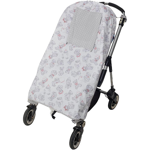 Солнцезащитный тент на коляску Mammie от солнца, насекомых и пуха (серый/розовый)