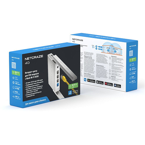 Беспроводной маршрутизатор Netcraze 4G NC-1213, Wi-Fi 802.11n 2.4ГГц, 4×100 Мбит/с, 1хUSB 2.0