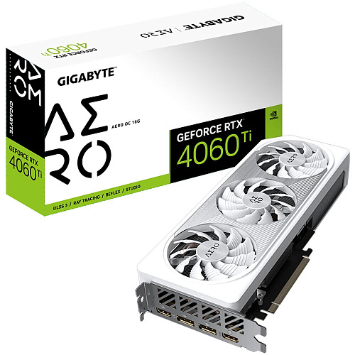 Видеокарта Gigabyte GeForce RTX 4060 Ti 16384Mb, Aero OC 16 Gb (GV-N406TAERO OC-16GD) 2xHDMI, 2xDP, Ret