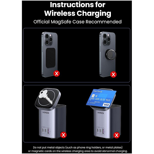 Беспроводная зарядная панель 2 в 1 Для IPhone, Airpods Ugreen CD342 (15076) 2xType C + USB 100W Grey
