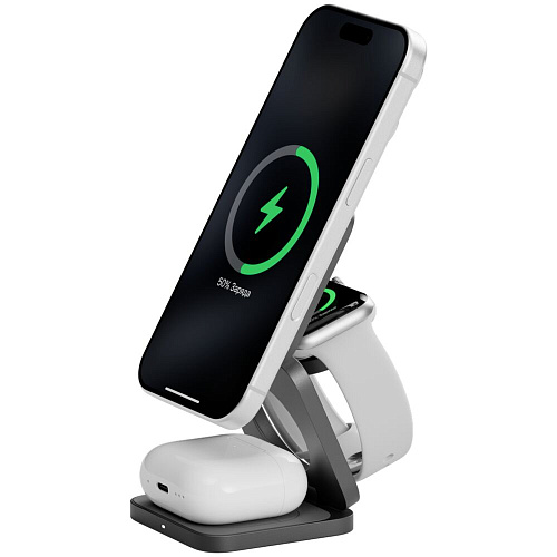 Беспроводная зарядная панель 3 в 1 Для IPhone, Apple Watch, Airpods uBear Balance Slim Qi2.2 35W Grey