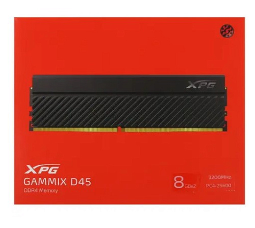 Модуль памяти DIMM 16Gb 2х8Gb DDR4 PC25600 3200MHz ADATA XPG Gammix D45 Black (AX4U32008G16A-DCBKD45)