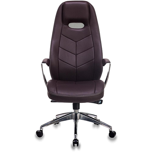 Кресло руководителя Бюрократ _ZEN/BROWN коричневый кожа крестовина алюминий