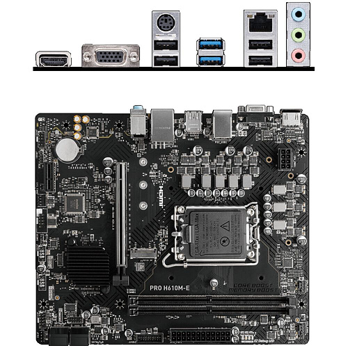 Материнская плата MSI Pro H610M-E H610 Socket-1700 2xDDR5, 4xSATA3, 1xM.2, 1xPCI-E16x, 2xUSB3.2, D-Sub, HDMI, Glan, mATX УЦЕНКА