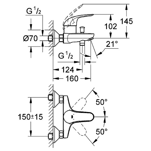 Смеситель для ванны Grohe Euroeco New 32743000
