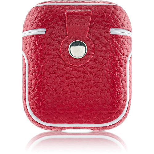Чехол кожаный Brosco для Apple AirPods 2 красный