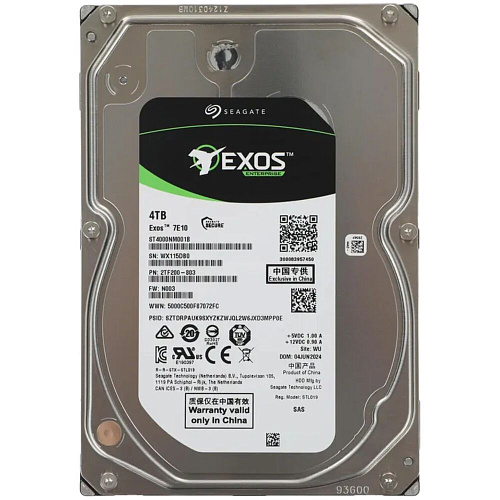 Внутренний жесткий диск 3,5" 4Tb Seagate (ST4000NM001B) 256Mb 7200rpm SAS Exos 7E10