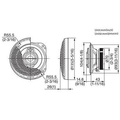 Колонки автомобильные Kenwood KFC-PS1095 220Вт 10см трехполосные