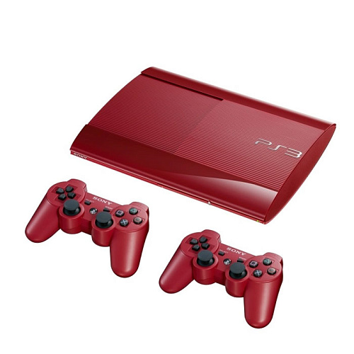 Игровая приставка Sony PS3 Super Slim 500 Gb (CECH-4008CLR) + Дополнительный контроллер красный 