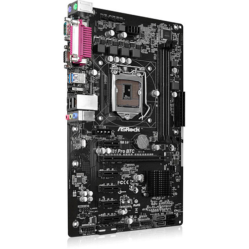 Материнская плата ASRock H81 Pro BTC R2.0 H81 Socket-1150 2xDDR3, 2xSATA3, 1xPCI-E16x, 2xUSB3.0, D-SUB, HDMI, Glan, ATX, Ret