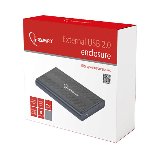 Корпус 2.5" Gembird EE2-U2S-5, SATA-USB2.0 Black УЦЕНКА