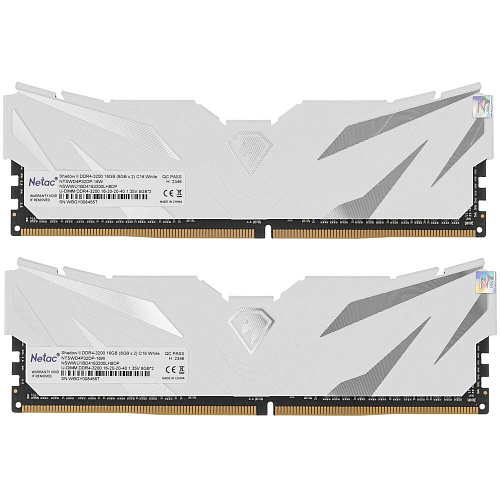 Модуль памяти DIMM 16Gb DDR4 PC25600 3200MHz Netac Shadow II White (NTSWD4P32SP-16W)