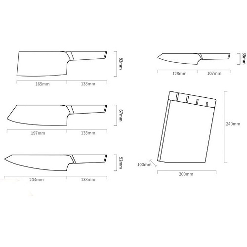 Xiaomi Huo Hou Fire Waiting, 4 ножа и подставка.